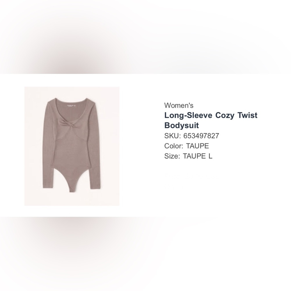 NWT Abercrombie Long-Sleeve Cozy Twist Bodysuit